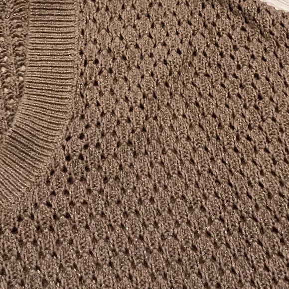 Express Brown/Gold Sparkly Oversized Knit Shirt - Picture 3 of 4